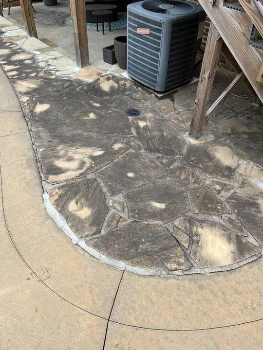 Before: Flagstone patio cleaning